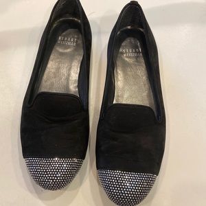 Stuart Weitzman  black suede shoes with studded toes